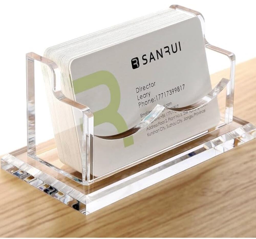 Acrylic Horizontal Single Slot Desk Business Card Holder, Display Stand- Clear